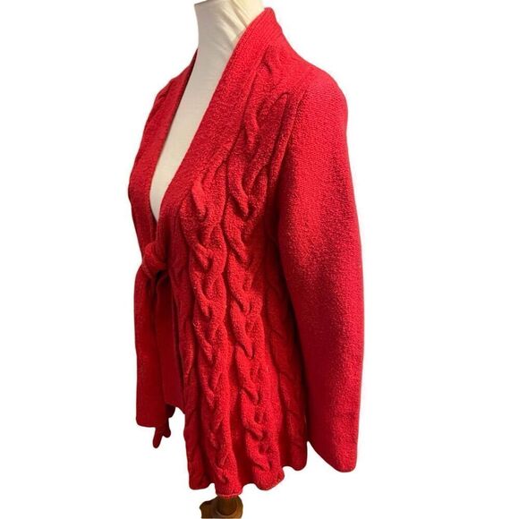 Inc International Concepts Red Cable Knit Cardigan with Tie at Chest Size X-Larg - Picture 5 of 11